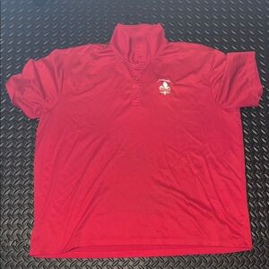 Red Short Sleeve Polo with Embroidered Fleur-de-Lis